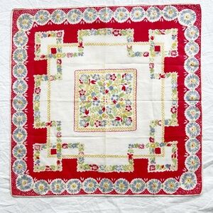 Vintage Floral Mid Century Cotton Handkerchief